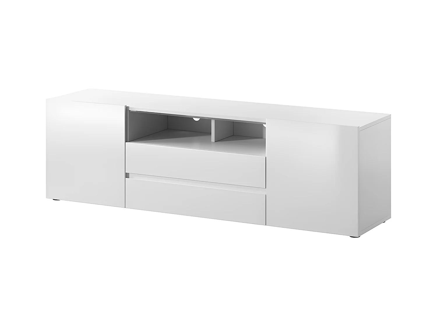 Meuble tv / Banc tv (blanc mat / blanc brillant, 137 cm, avec LED) - BROS