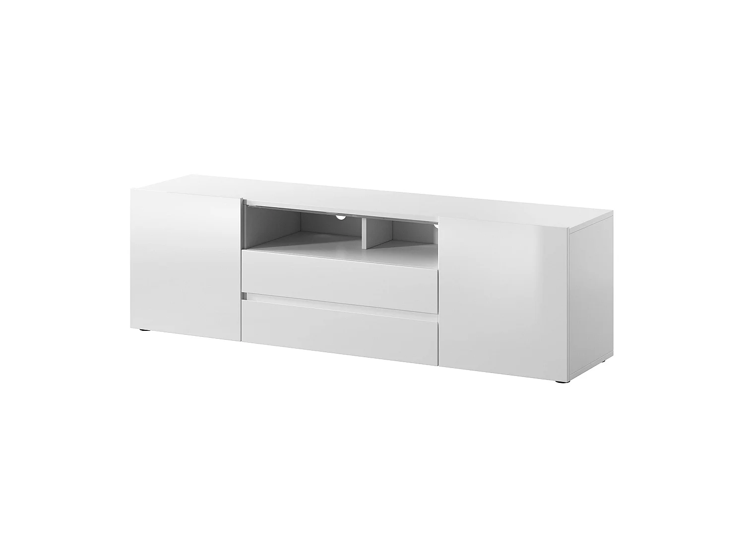 Meuble tv / Banc tv (blanc mat / blanc brillant, 137 cm, avec LED) - BROS