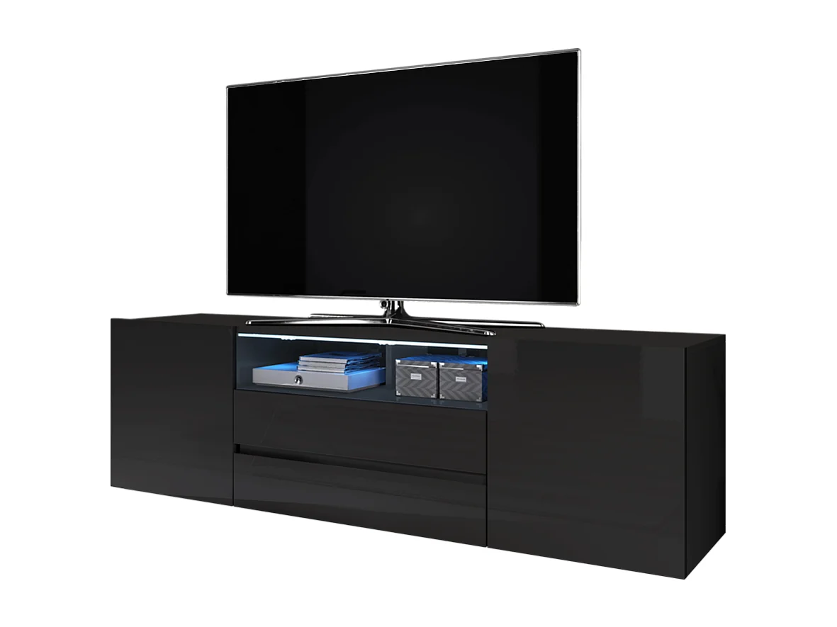 Mueble para TV - negro mate / negro brillo - con iluminación LED - Bros