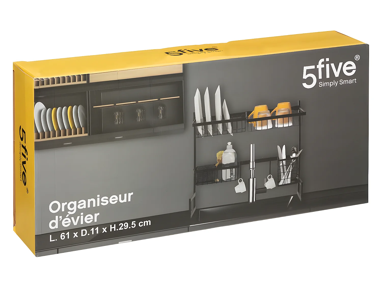 Organisateur d'Évier "Blackmétal" 58cm Noir