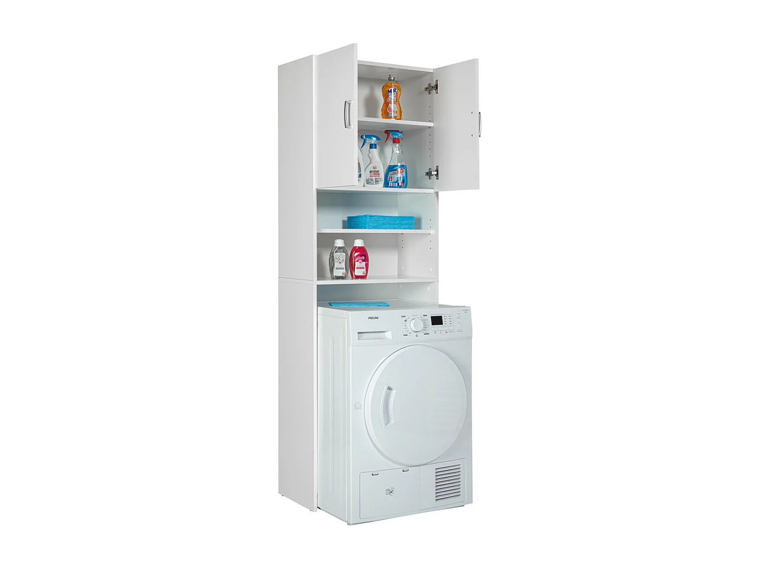 Arconati badkamerkast voor wasmachine 2 deuren, 2 open vakken wit.