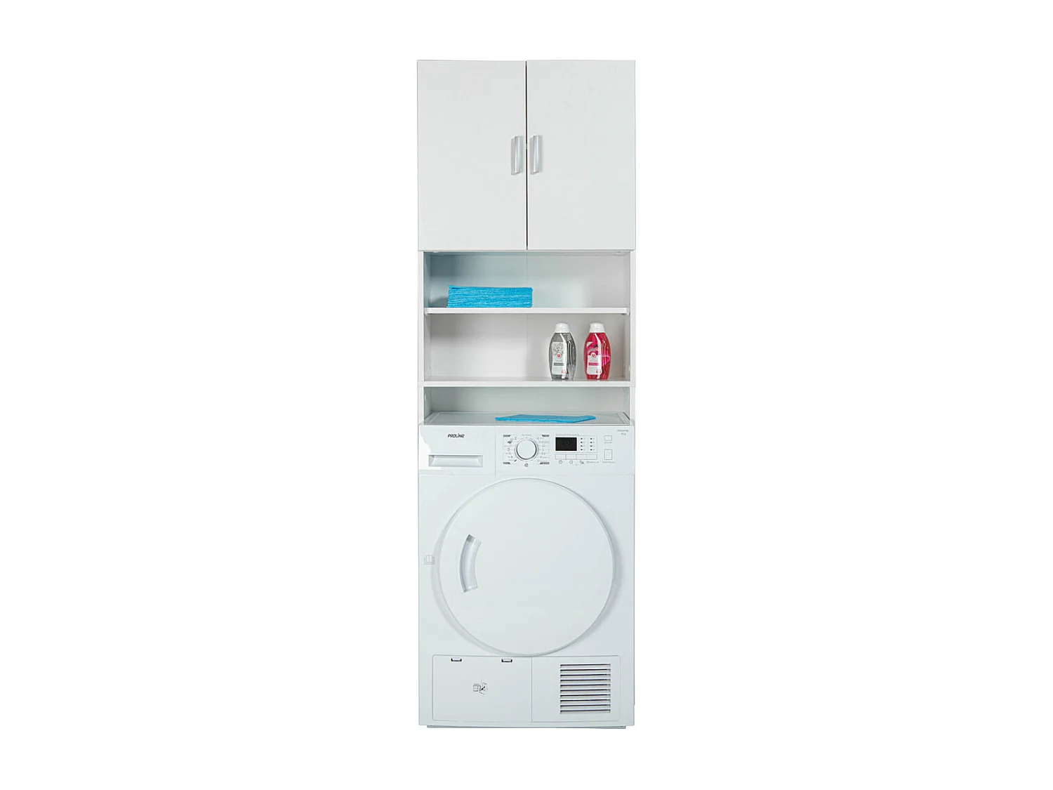 Arconati Waschmaschinenüberbau 2 Türen, 2 offene Fächer weiß.