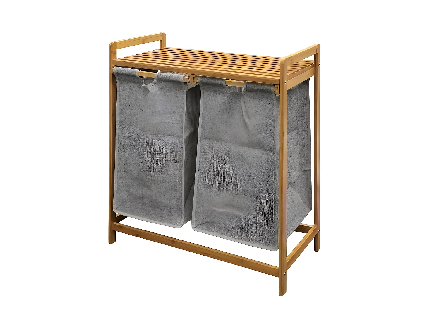 Meuble à Linge 2 Paniers "Tao" 73cm Naturel
