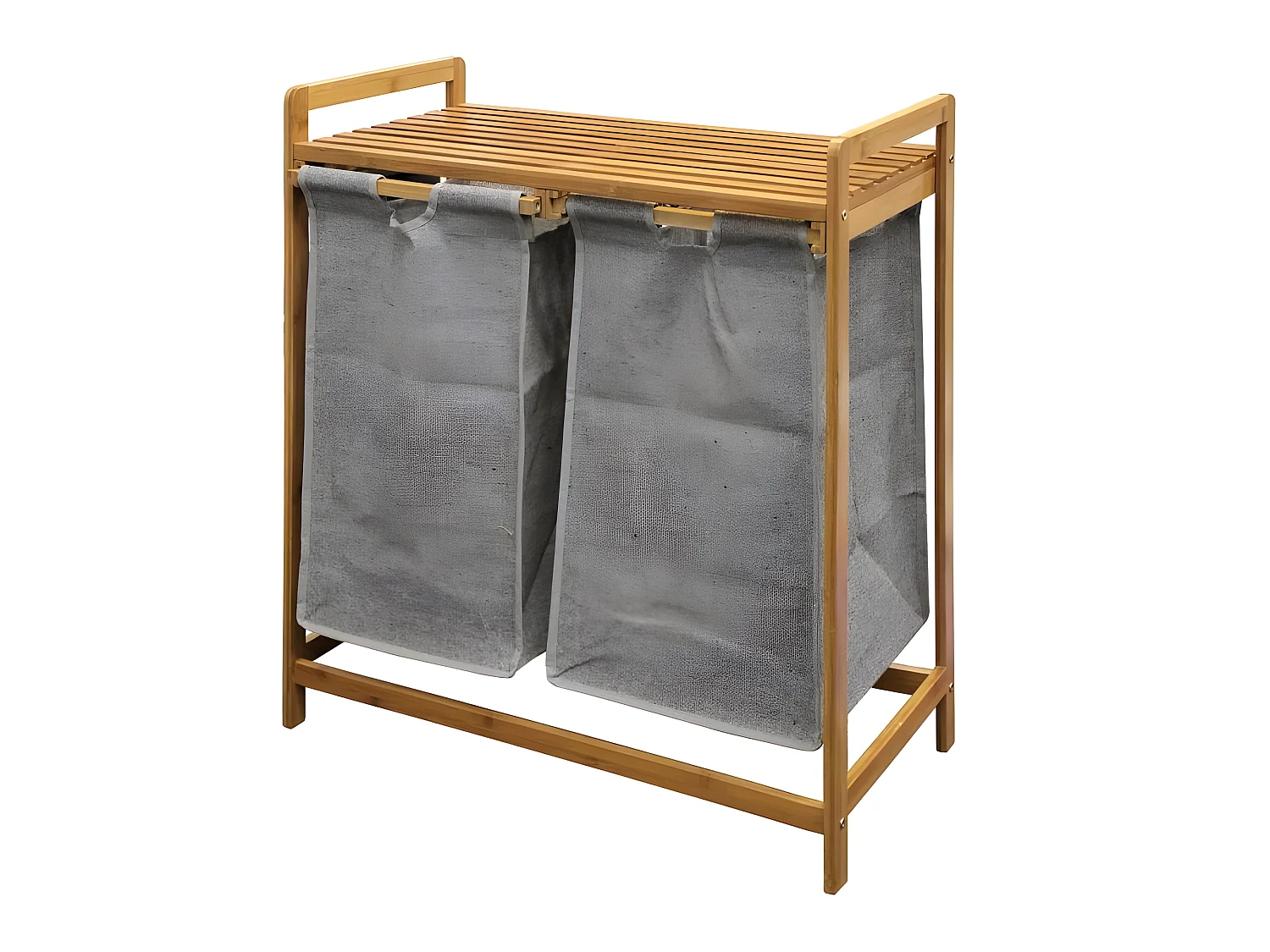 Meuble à Linge 2 Paniers "Tao" 73cm Naturel