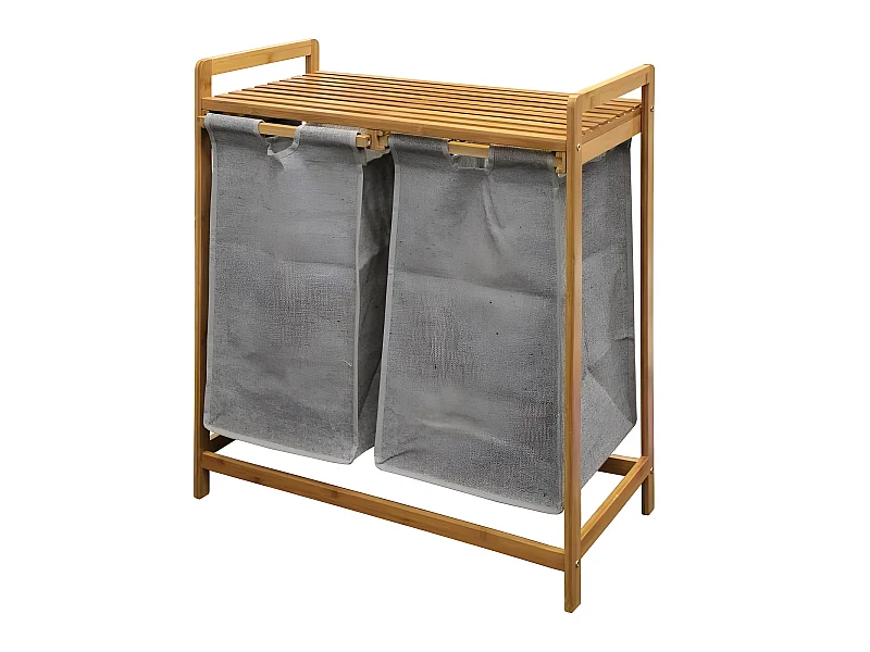 Meuble à Linge 2 Paniers "Tao" 73cm Naturel