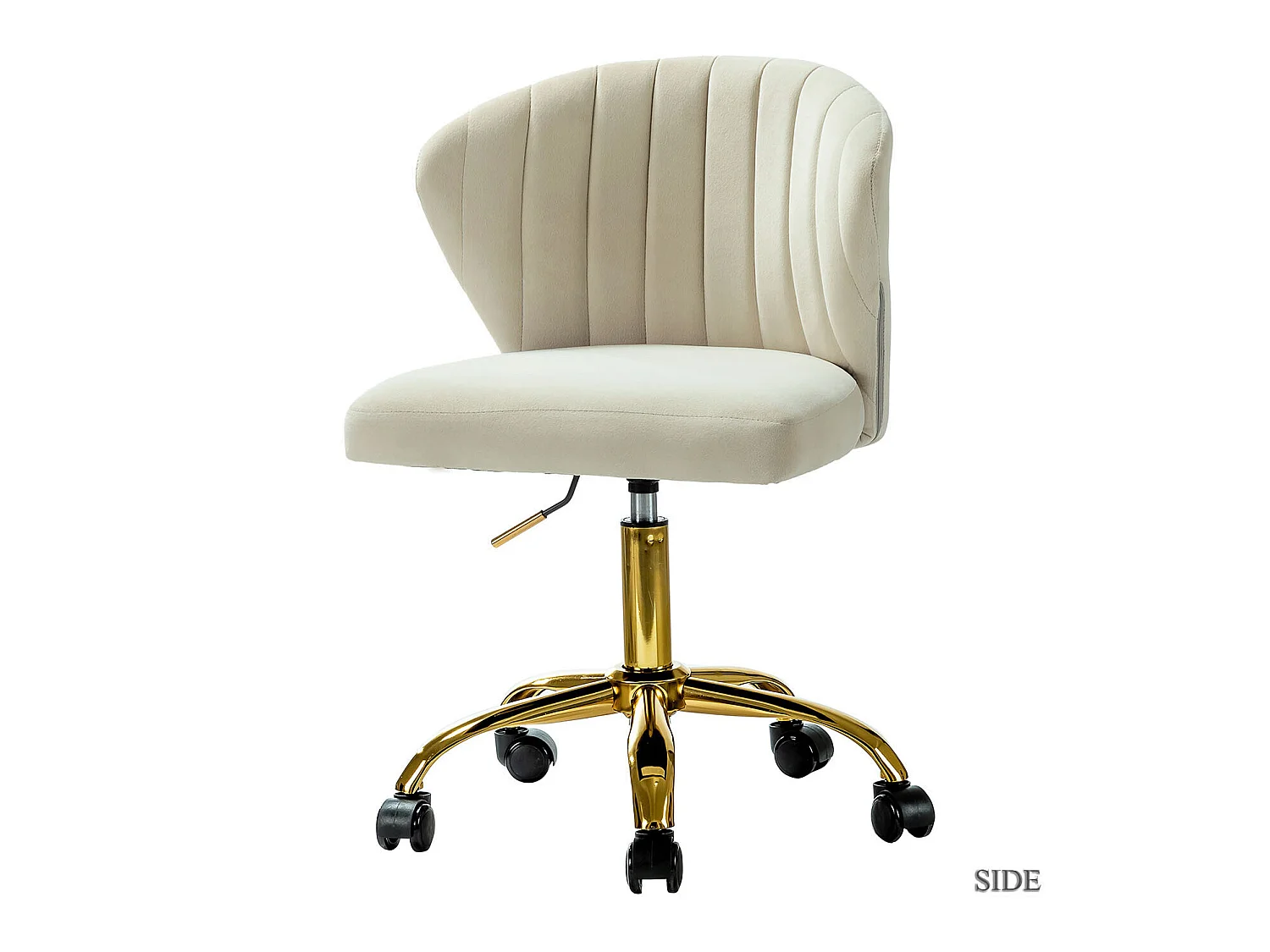 Chaise de Bureau Moderne Pivotante à 360°, Chaise Coquille Ergonomique, Fauteuil de Bureau Mignonne en Velours , Siège Roulante Pivotante à Dossier Bas Réglable-Blanc