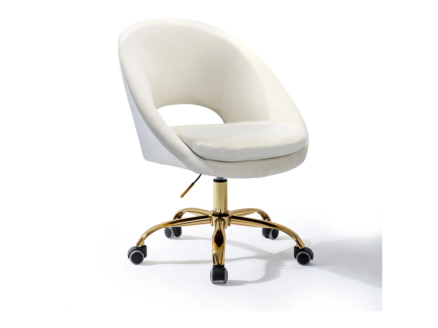 Chaise de Bureau Pivotante Fauteuil de Bureau en Velours Confortable Siège Ergonomique d' Ordinateur Réglable en Hauteur & Coussin-Blanc