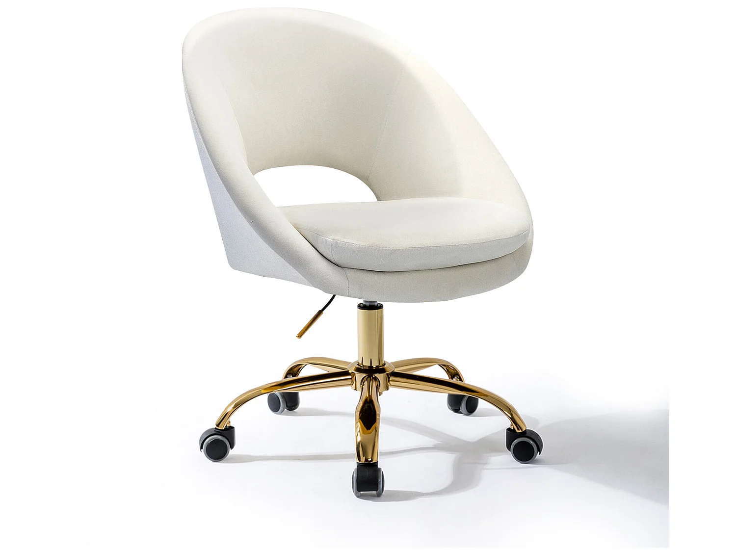 Chaise de Bureau Pivotante Fauteuil de Bureau en Velours Confortable Siège Ergonomique d' Ordinateur Réglable en Hauteur & Coussin-Blanc
