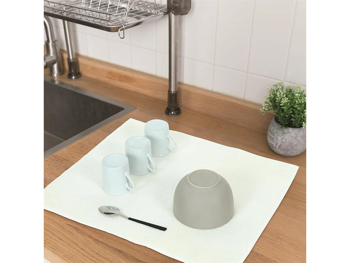 Tapis d'Évier en Bambou "Dessous" 40x48cm Blanc