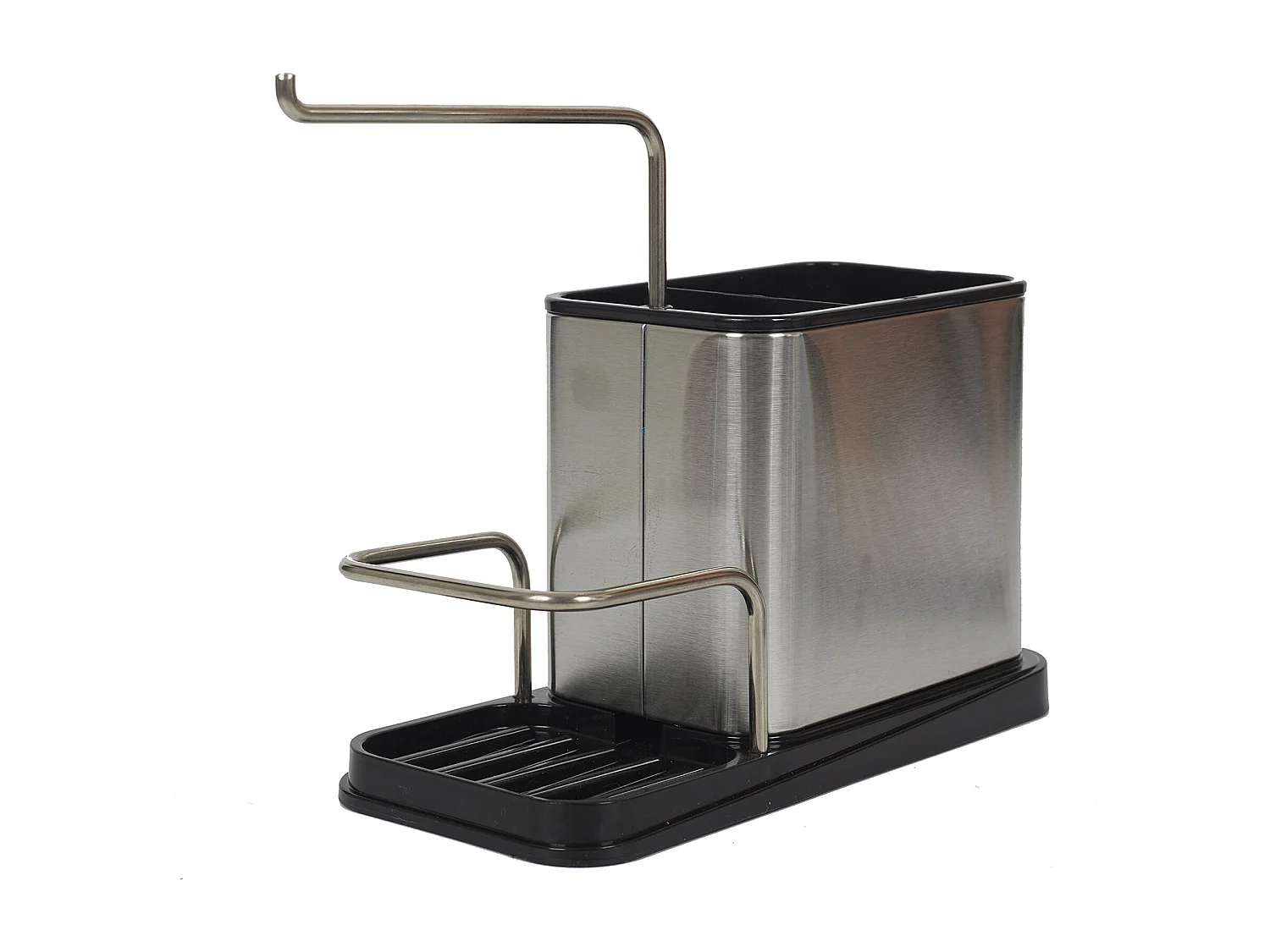 Porte Eponge Et Brosse Inox 22x10x13cm Argent, Noir