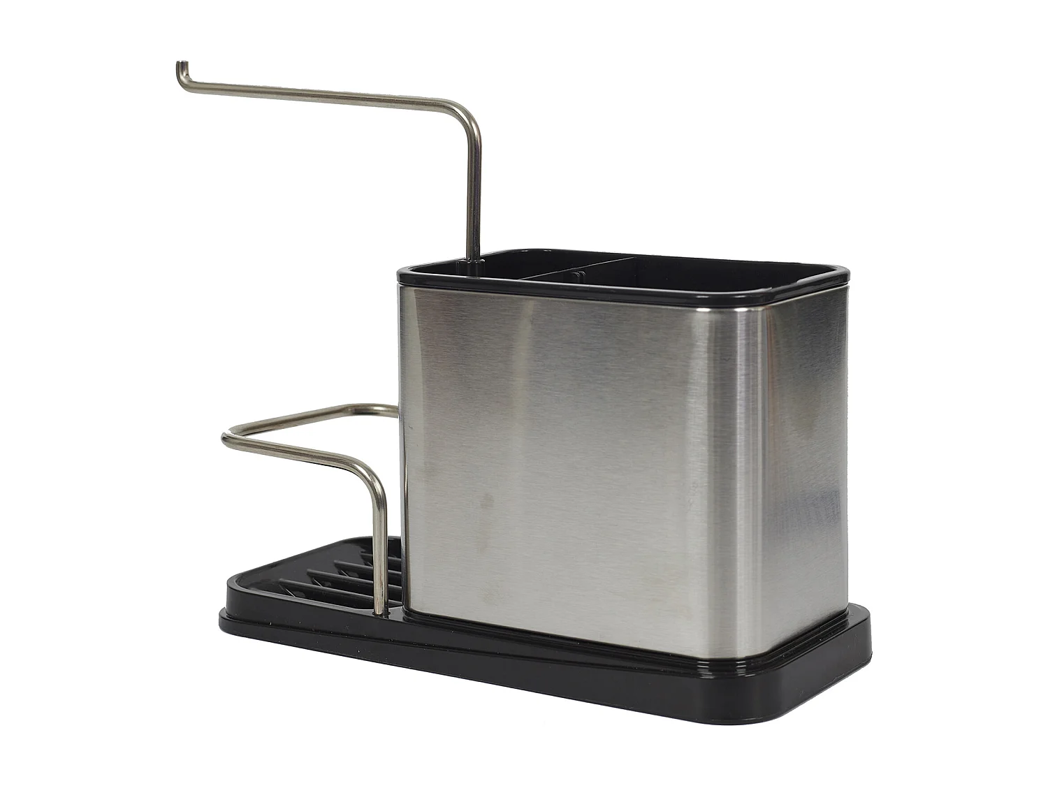 Porte Eponge Et Brosse Inox 22x10x13cm Argent, Noir