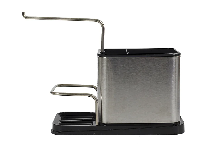 Porte Eponge Et Brosse Inox 22x10x13cm Argent, Noir