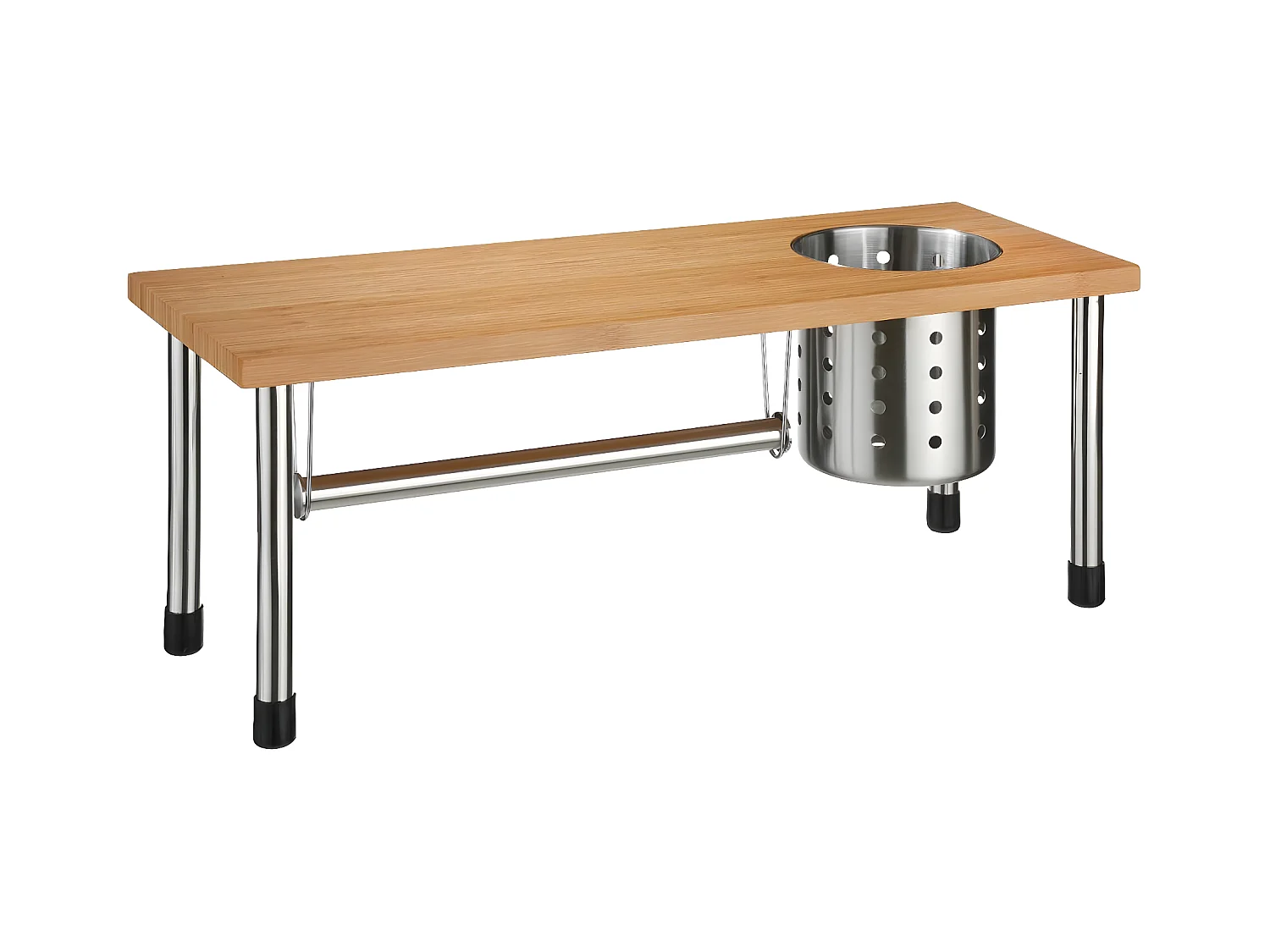 Etagère Porte Ustensile & Essuie Tout "Bambou" 55cm Naturel