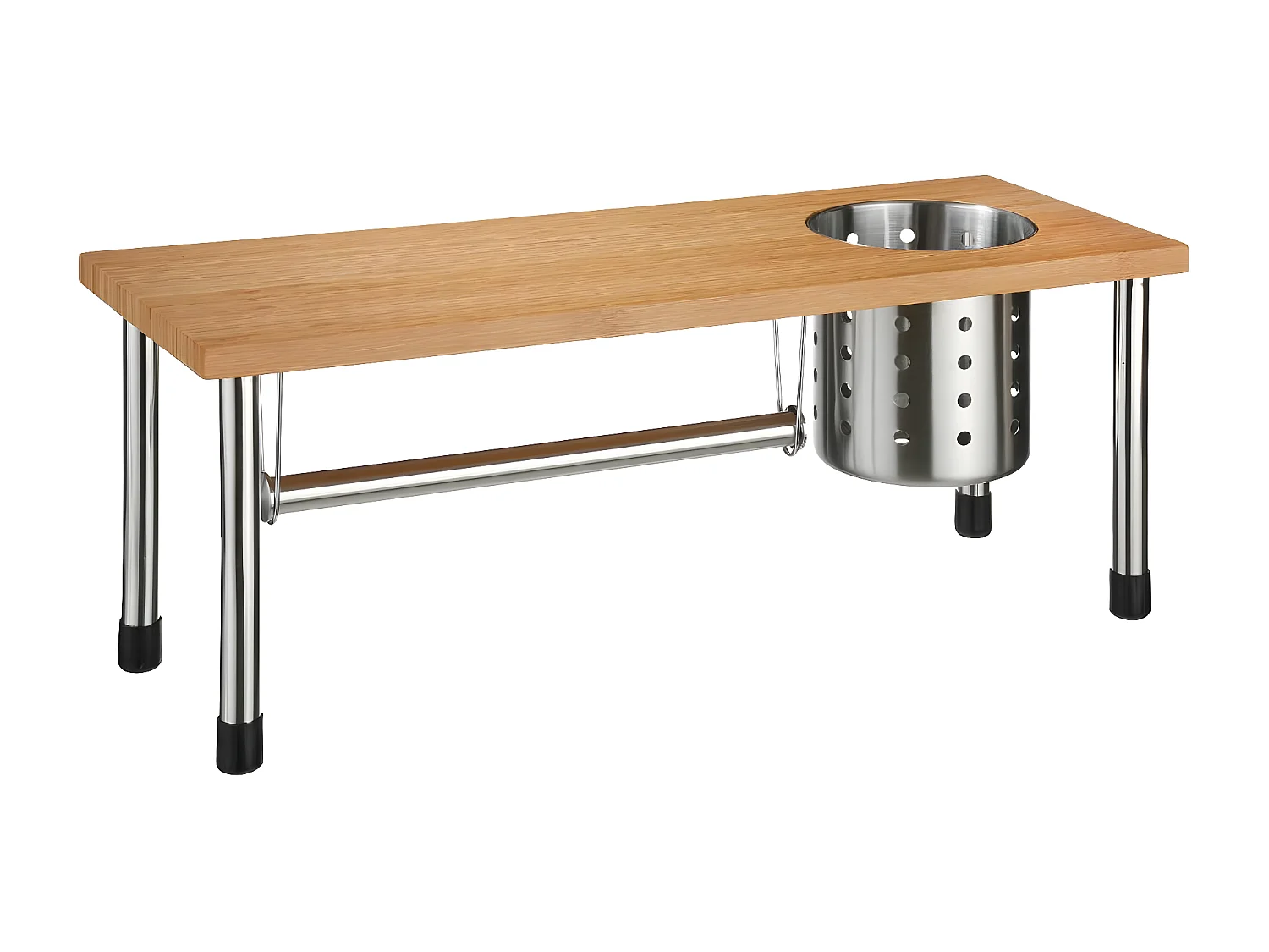 Etagère Porte Ustensile & Essuie Tout "Bambou" 55cm Naturel