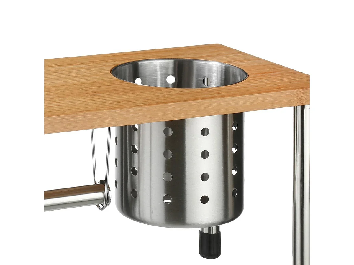 Etagère Porte Ustensile & Essuie Tout "Bambou" 55cm Naturel