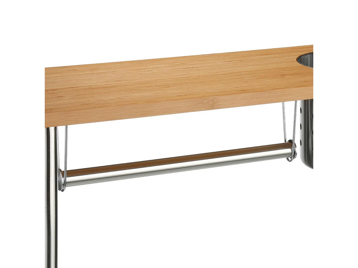 Etagère Porte Ustensile & Essuie Tout "Bambou" 55cm Naturel
