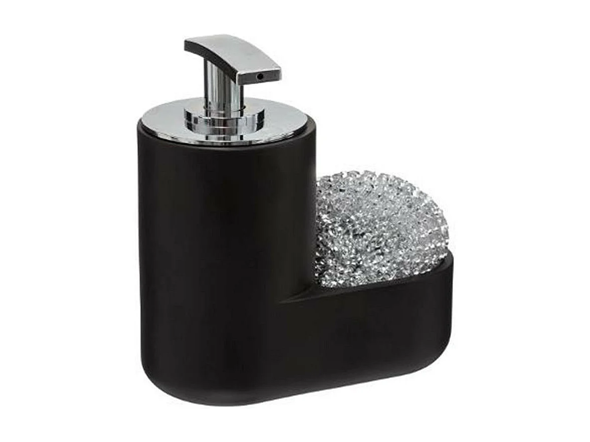 Distributeur de Savon & Porte Éponge "Washing" 15cm Noir
