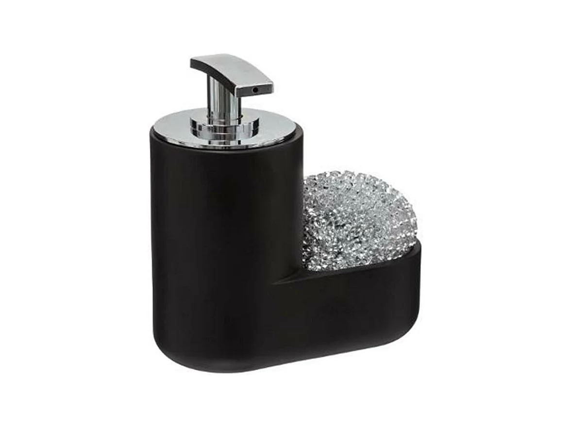 Distributeur de Savon & Porte Éponge "Washing" 15cm Noir
