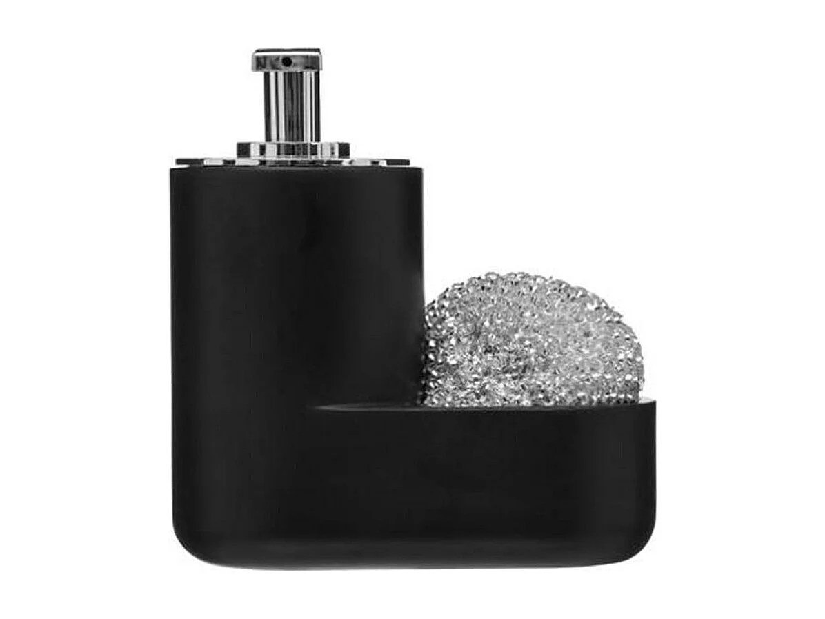 Distributeur de Savon & Porte Éponge "Washing" 15cm Noir