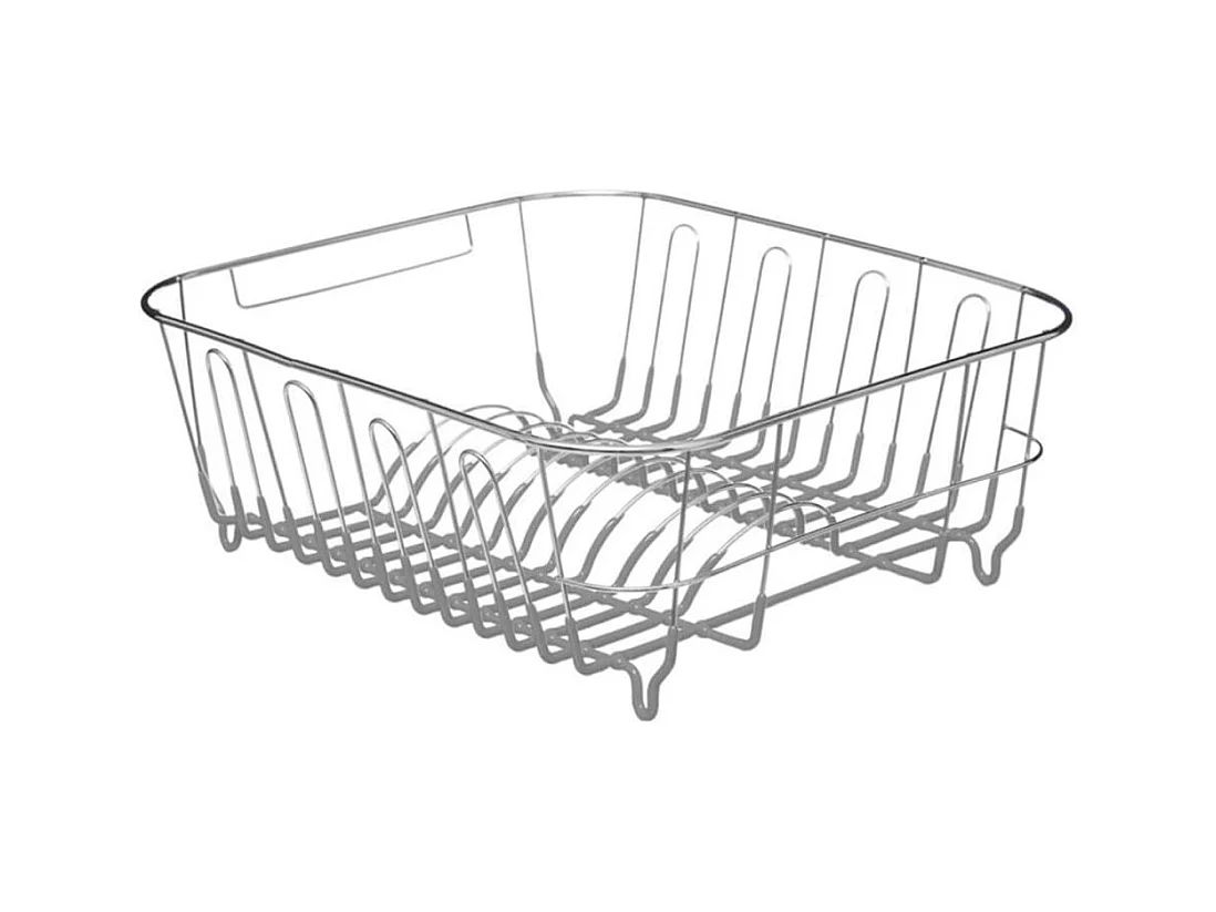 Escurridor de platos metálico con soporte para cubiertos gris 13x36,5x32,5 cm
