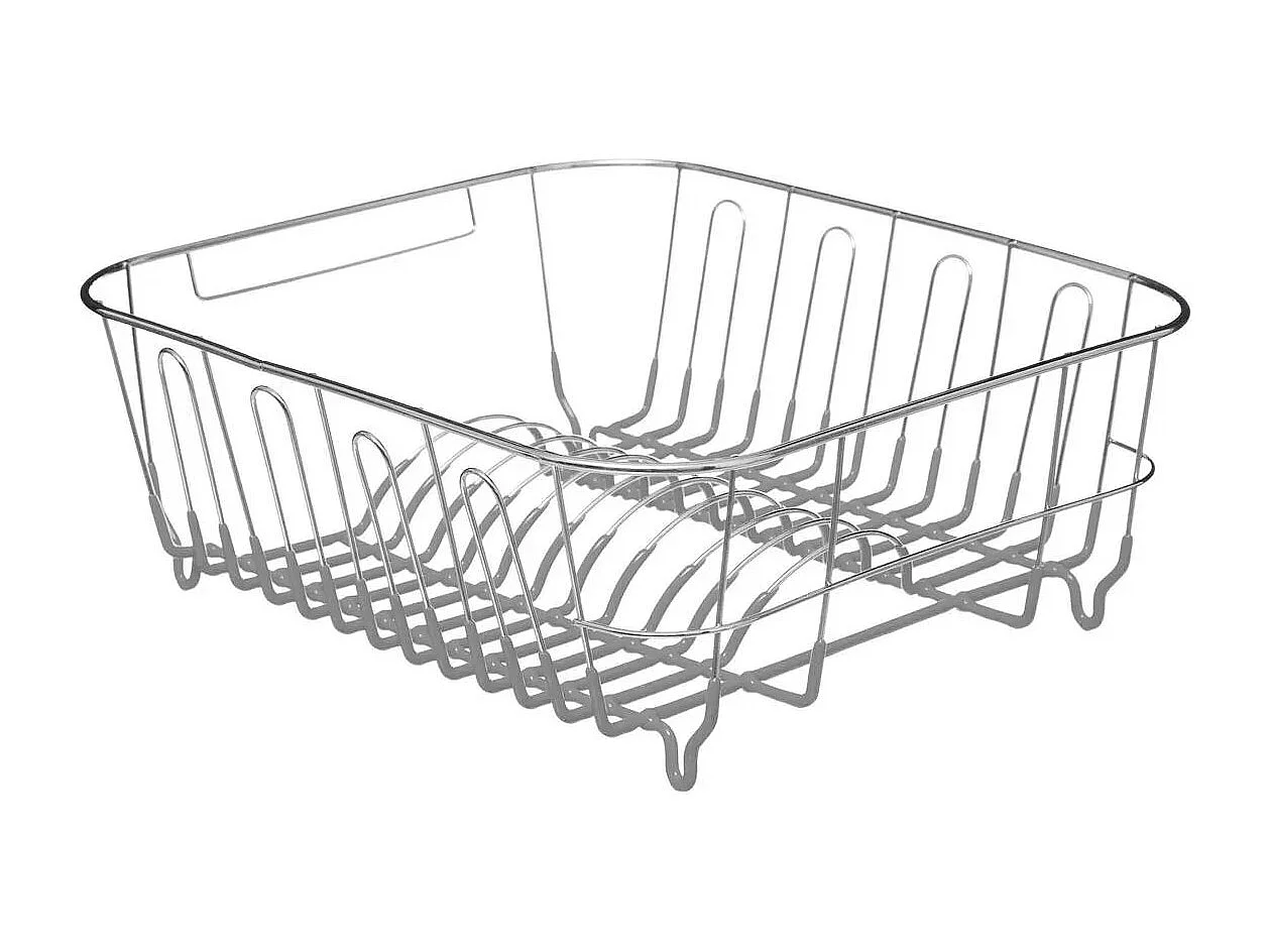 Escurridor de platos metálico con soporte para cubiertos gris 13x36,5x32,5 cm
