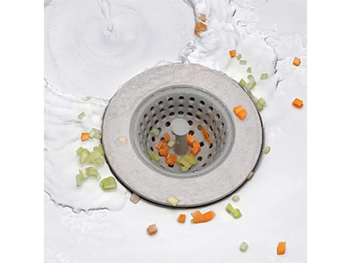 Filtre d'Evier Silicone & Inox "Flexible" 6cm Gris