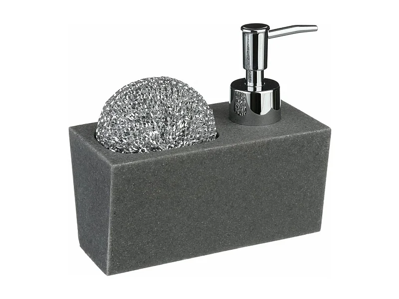 Distributeur de Savon "Porte Éponge" 14cm Gris