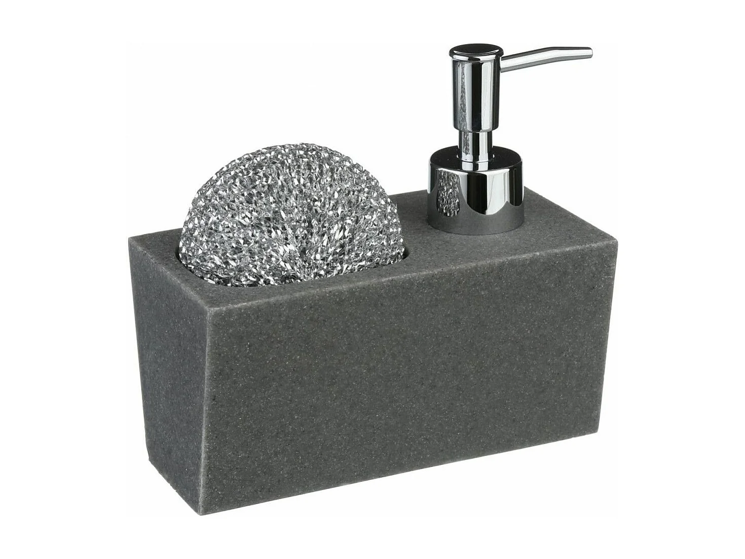 Distributeur de Savon "Porte Éponge" 14cm Gris