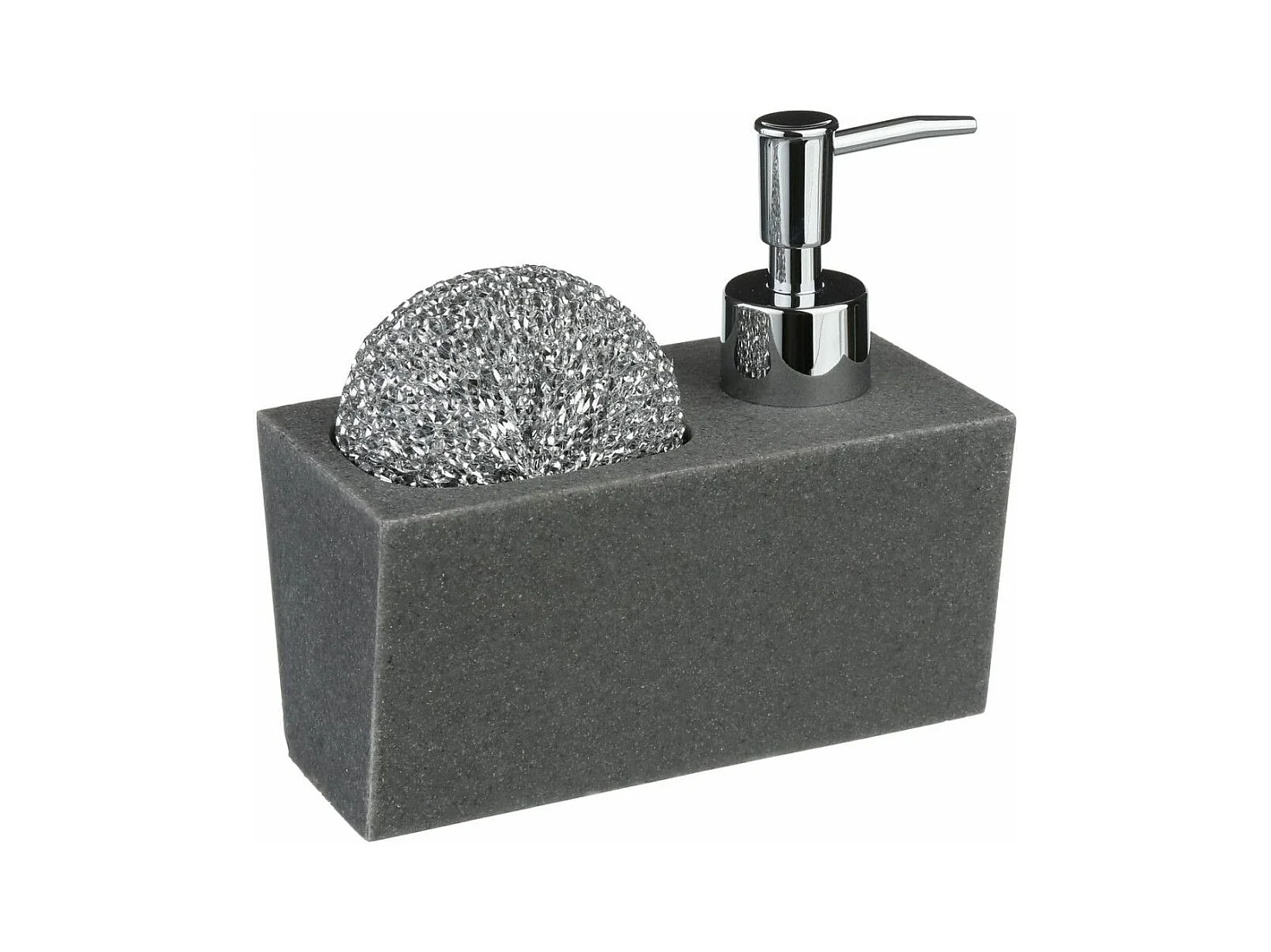 Distributeur de Savon "Porte Éponge" 14cm Gris