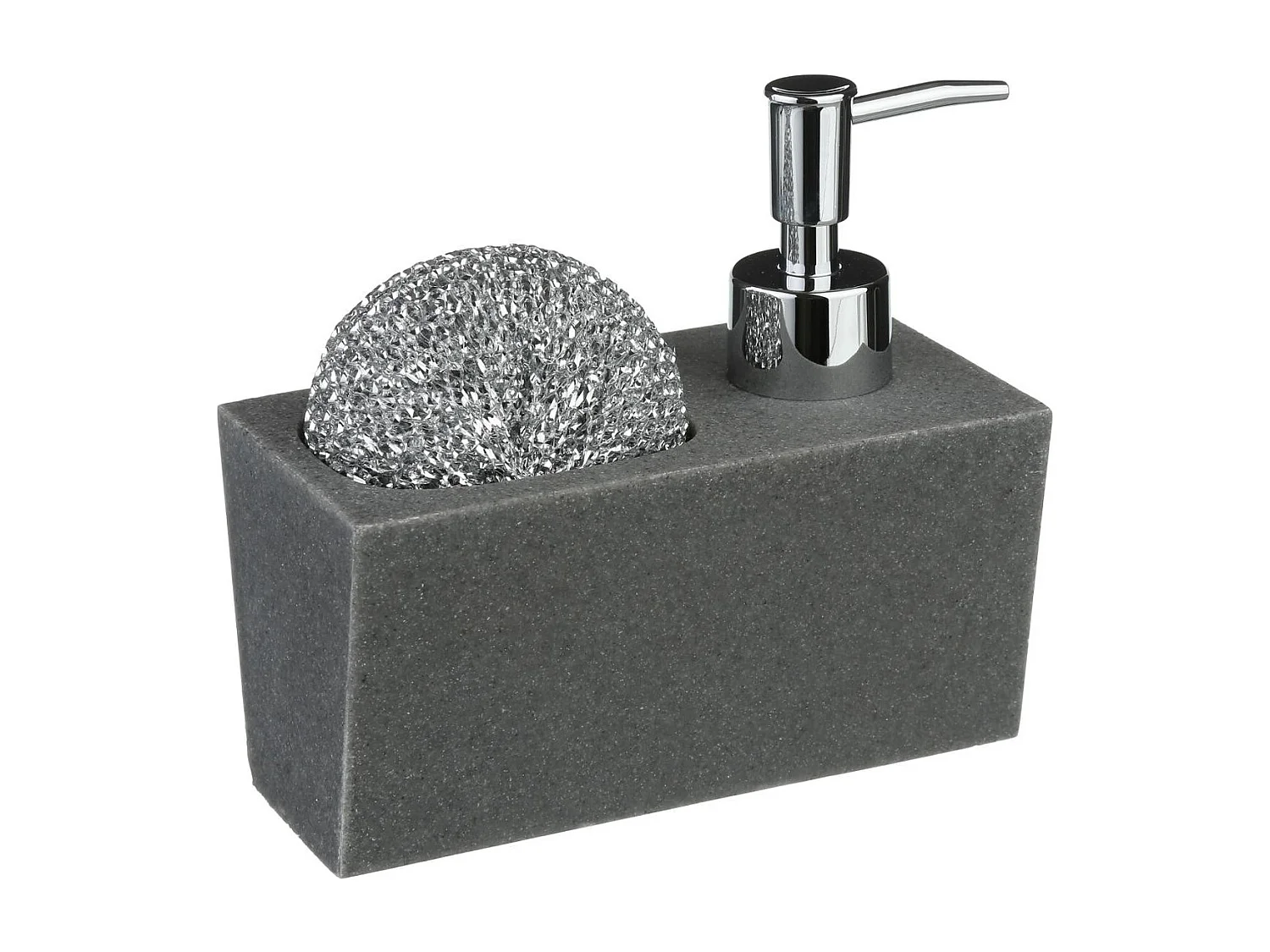 Distributeur de Savon "Porte Éponge" 14cm Gris