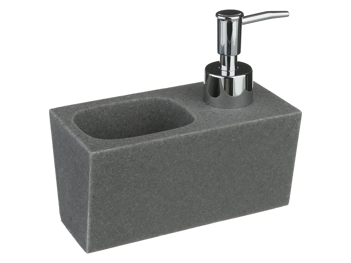 Distributeur de Savon en Résine "Porte Éponge" 14cm Gris