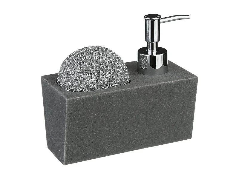 Distributeur de Savon "Porte Éponge" 14cm Gris