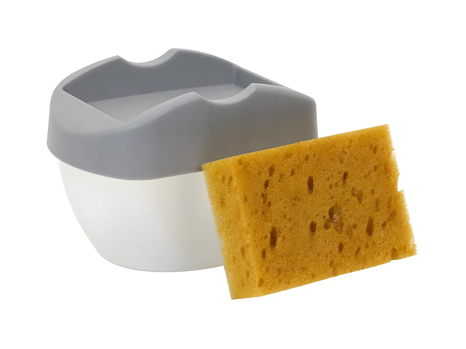 Distributeur de Savon "Porte Éponge" 14cm Gris