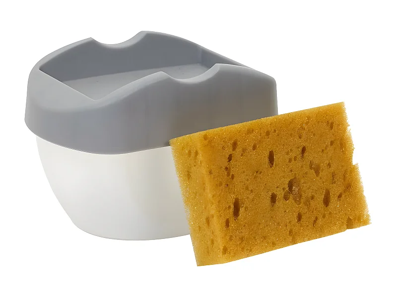 Distributeur de Savon "Porte Éponge" 14cm Gris