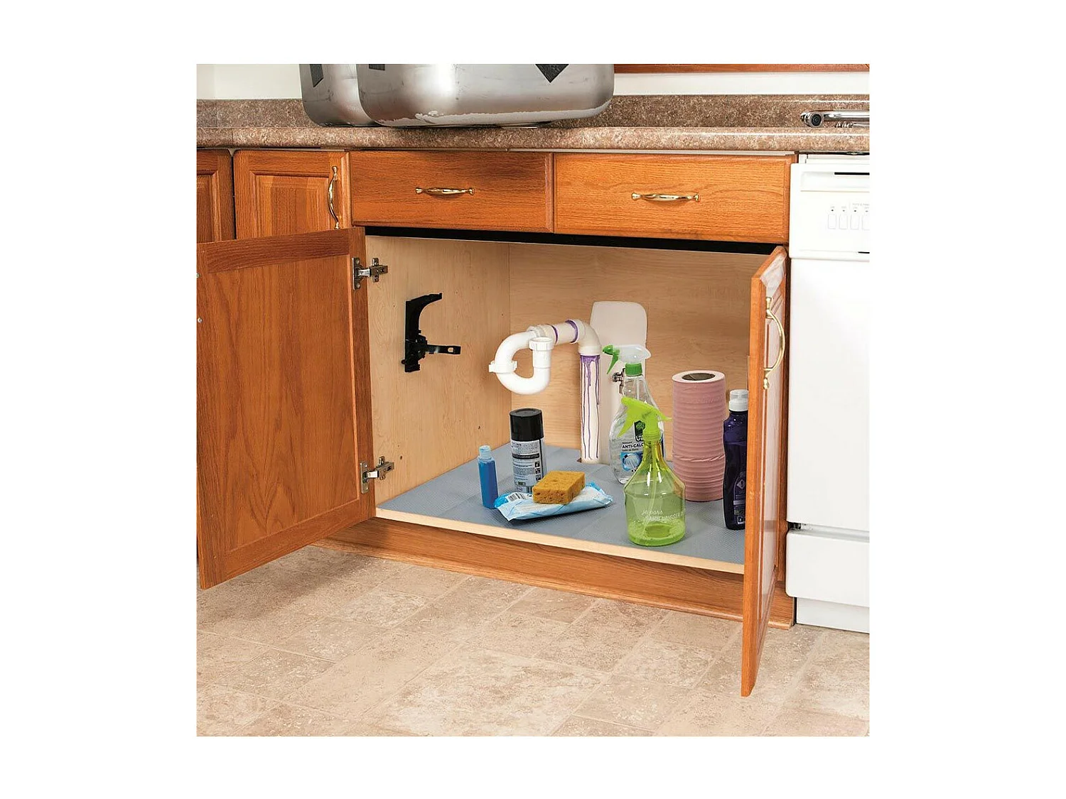 Tapis Dessous d'Évier "Antidérapant" 61x122cm Gris