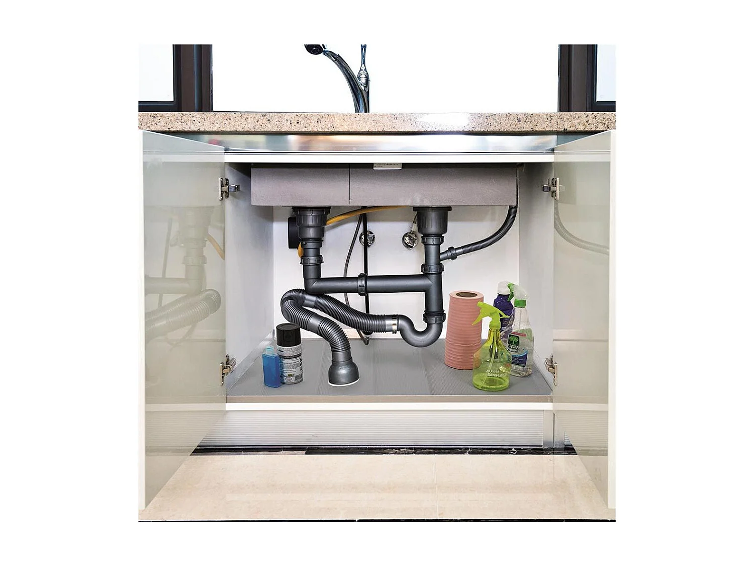 Tapis Dessous d'Évier "Antidérapant" 61x122cm Gris