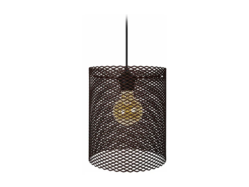 Suspension petir cylindre métallique á trous rondes marron 85 cm.