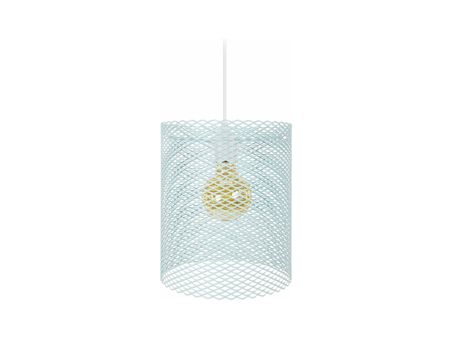 Suspension petir cylindre métallique á trous rondes Bleu 85 cm.