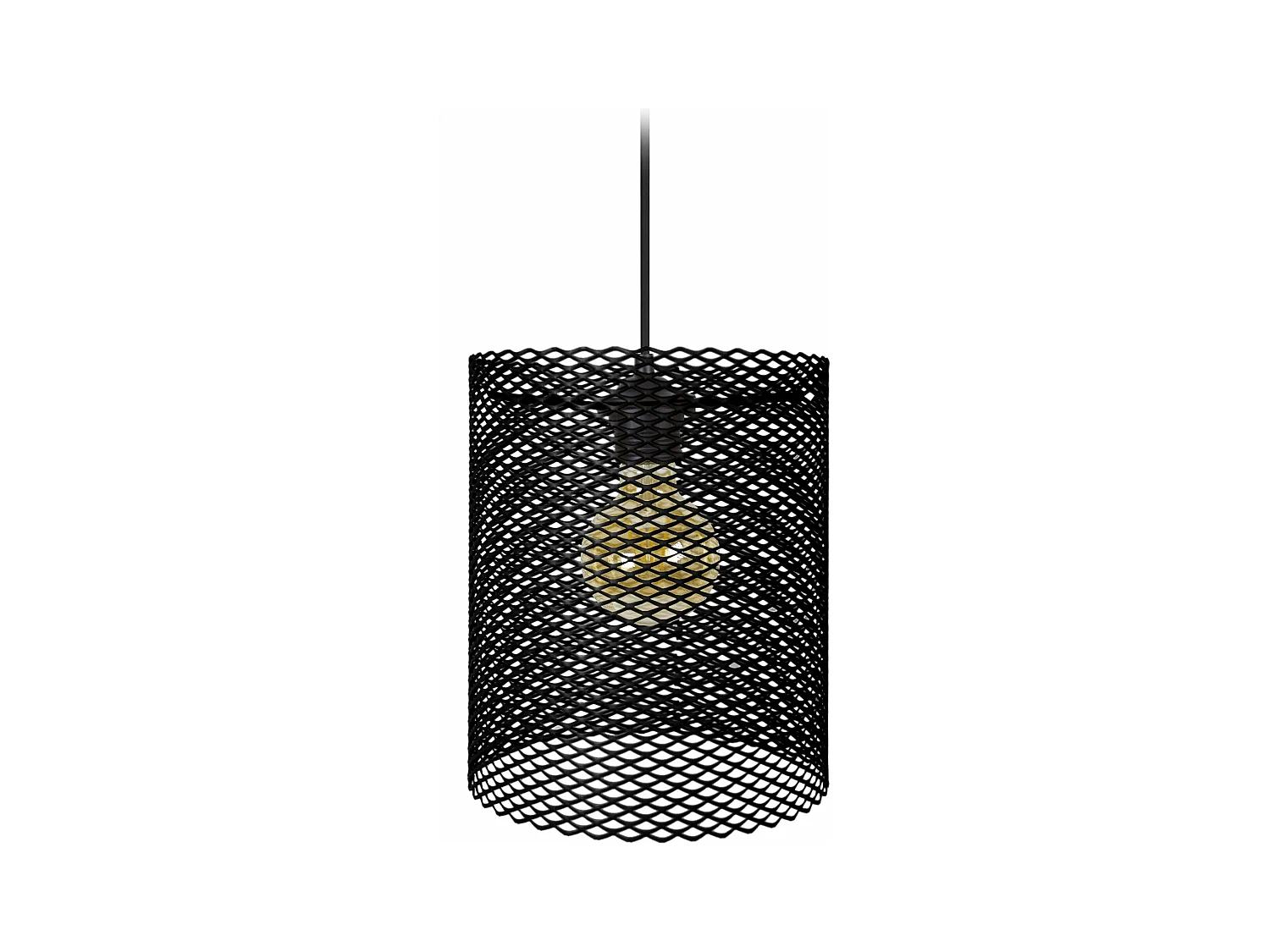 Suspension petir cylindre métallique á trous rondes noir 85 cm.