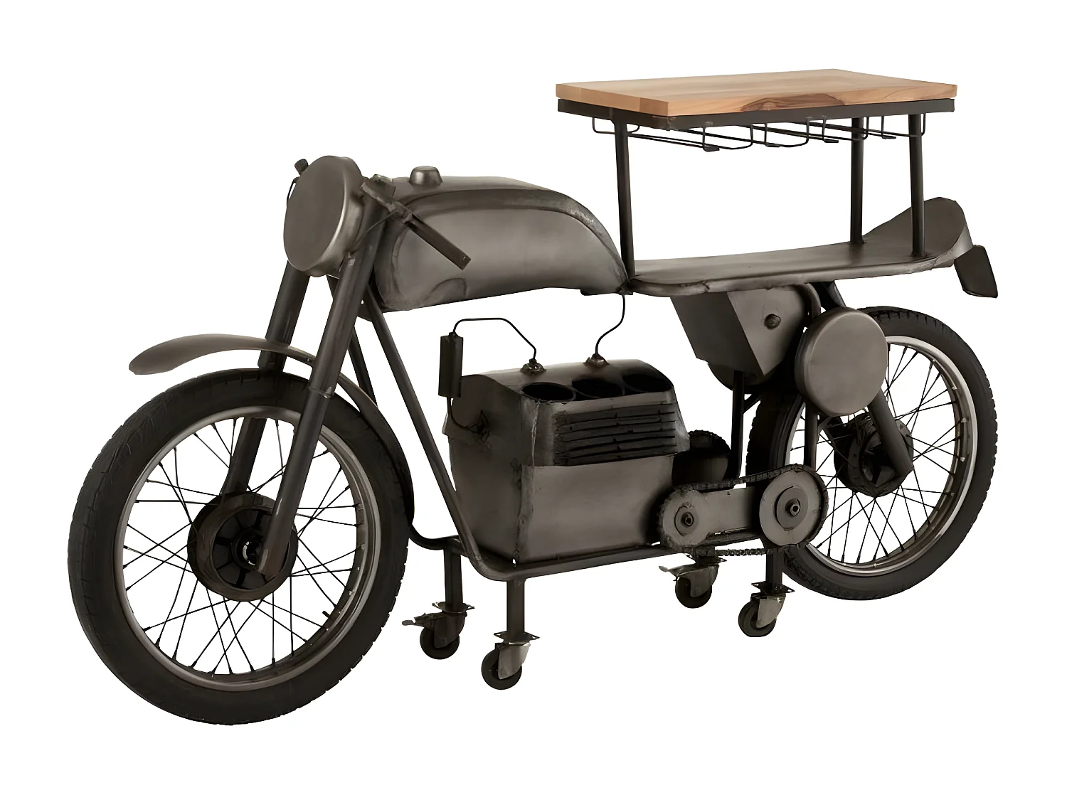 Table de Bar Design "Motocyclette" 200cm Gris