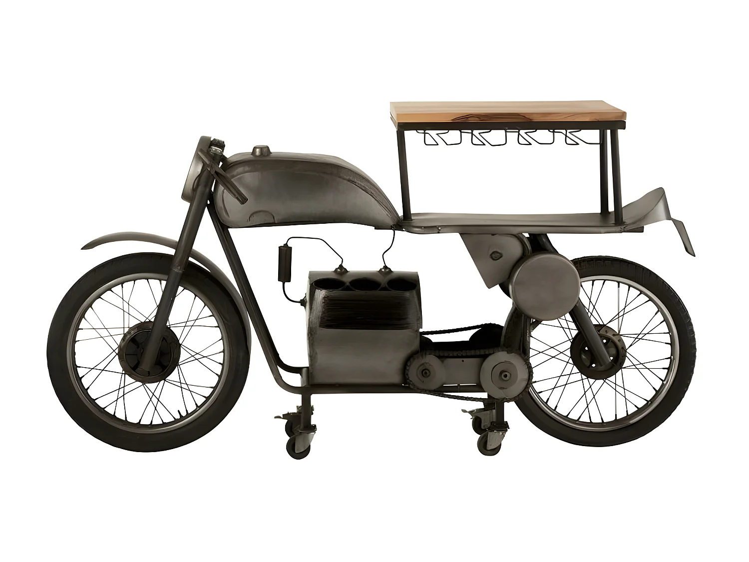 Table de Bar Design "Motocyclette" 200cm Gris