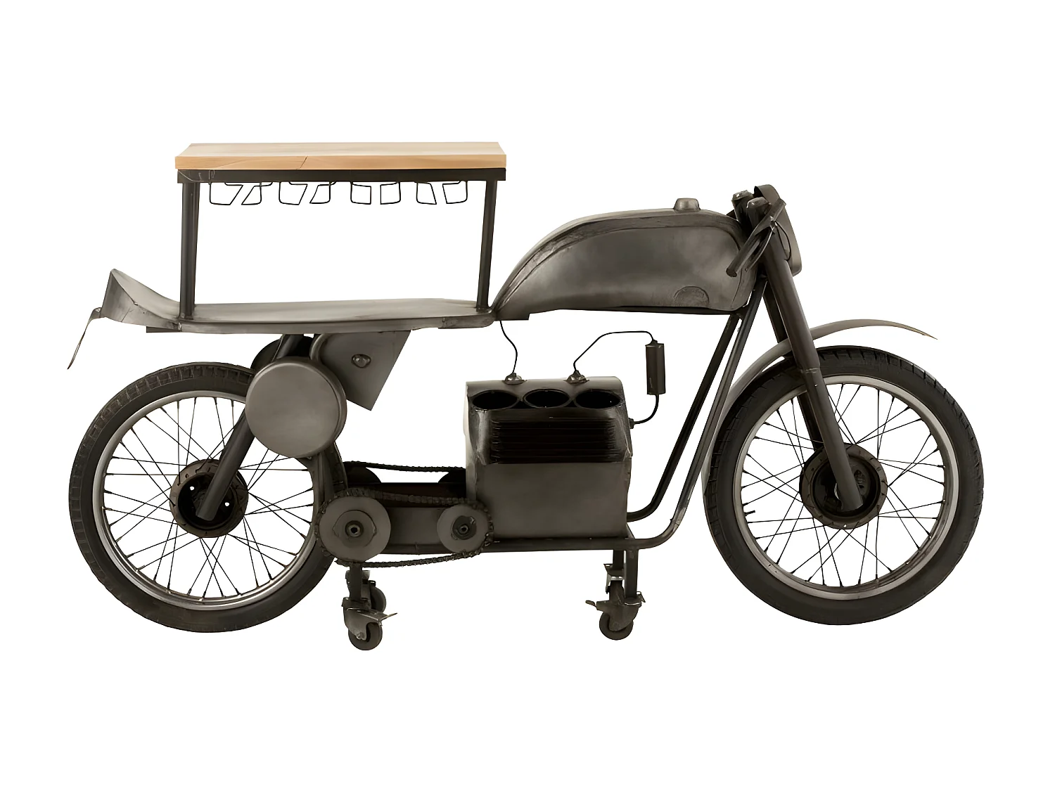 Table de Bar Design "Motocyclette" 200cm Gris