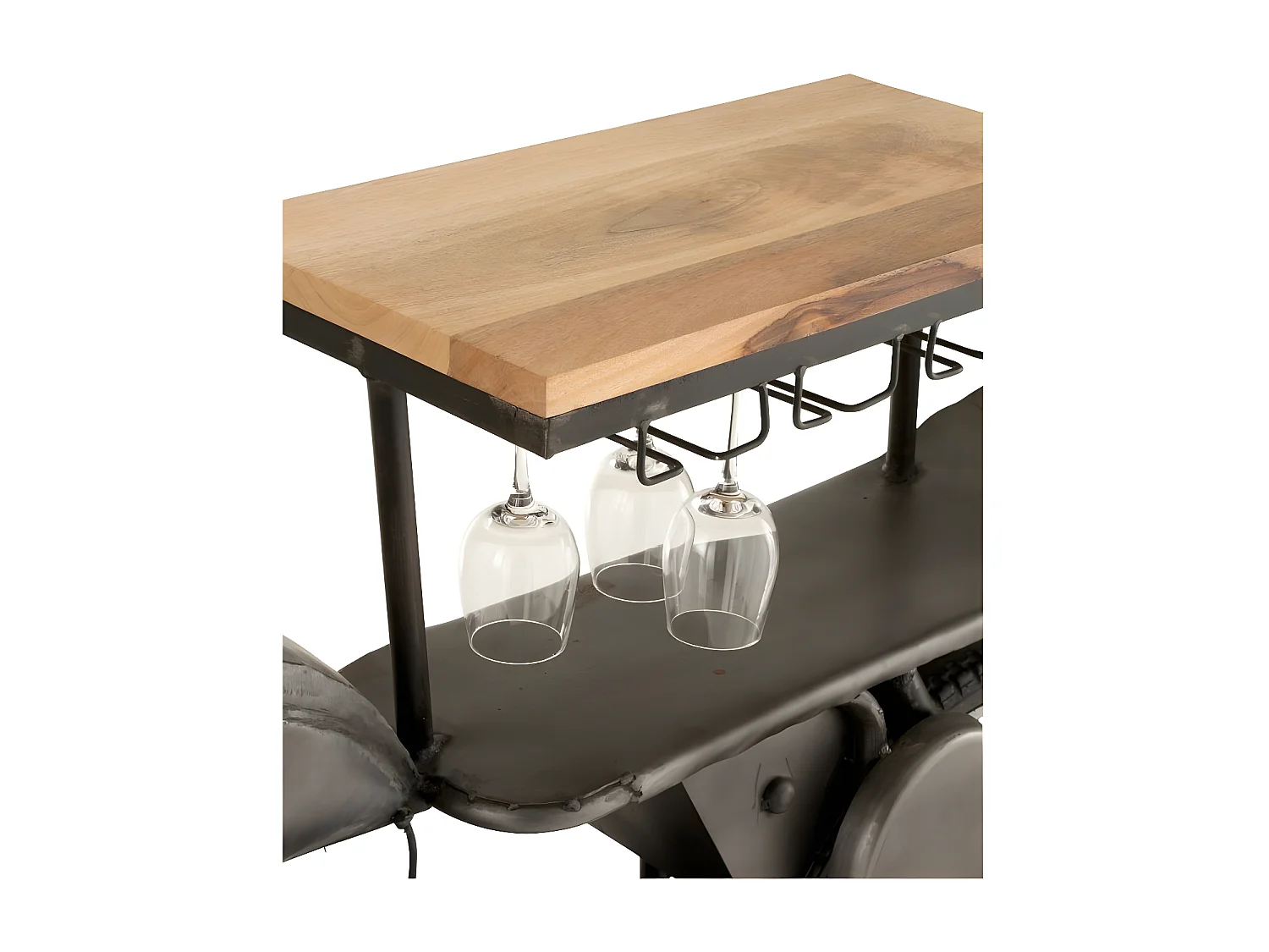 Table de Bar Design "Motocyclette" 200cm Gris