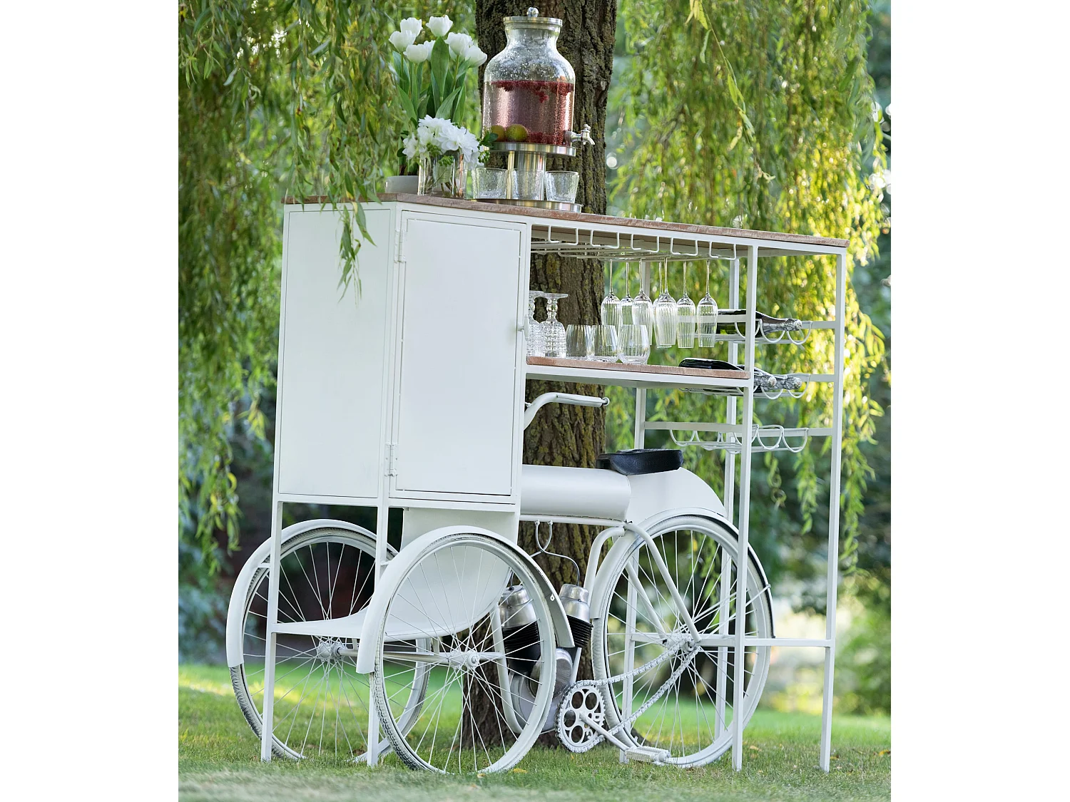 Comptoir de Bar en Métal "Vélo" 173cm Blanc