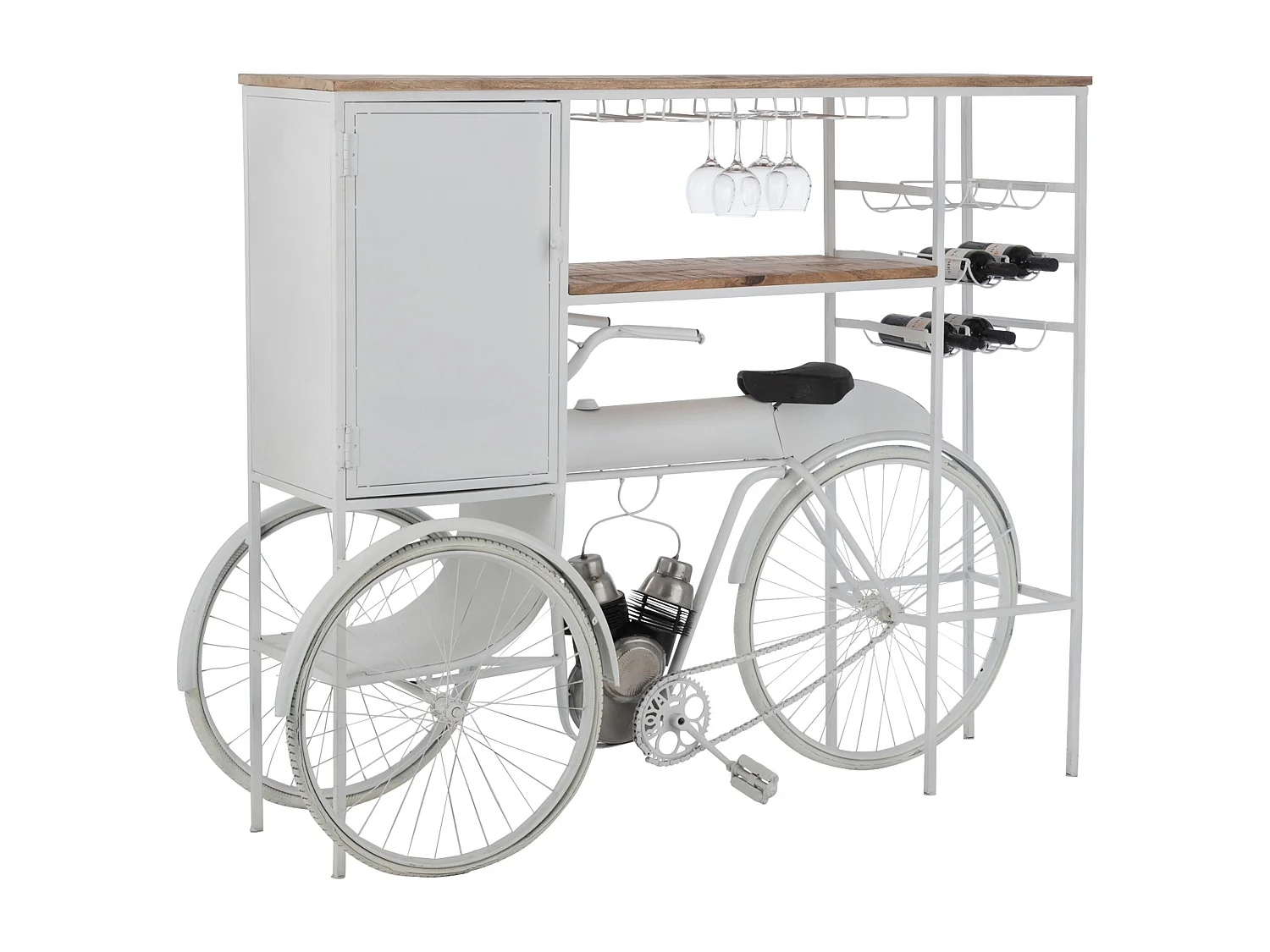 Comptoir de Bar en Métal "Vélo" 173cm Blanc