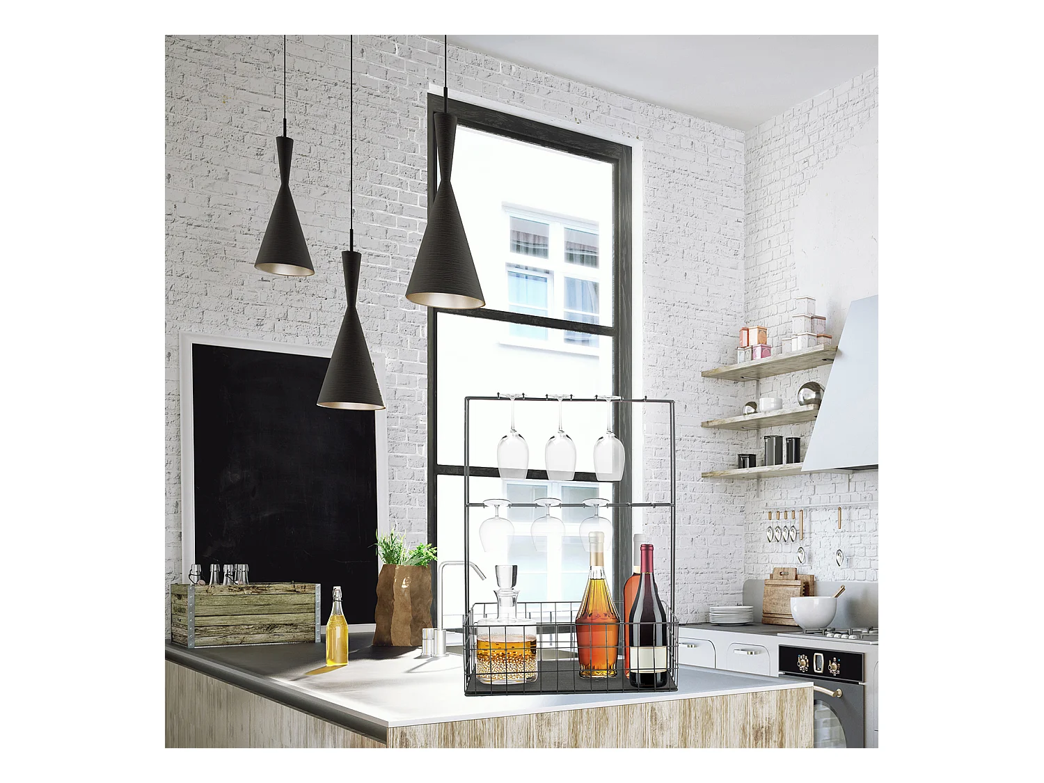 Support Mural Mini Bar 16 Crochets Panier Noir Noir