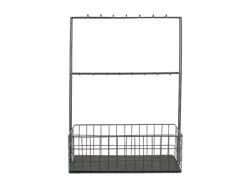 Support Mural Mini Bar 16 Crochets Panier Noir Noir