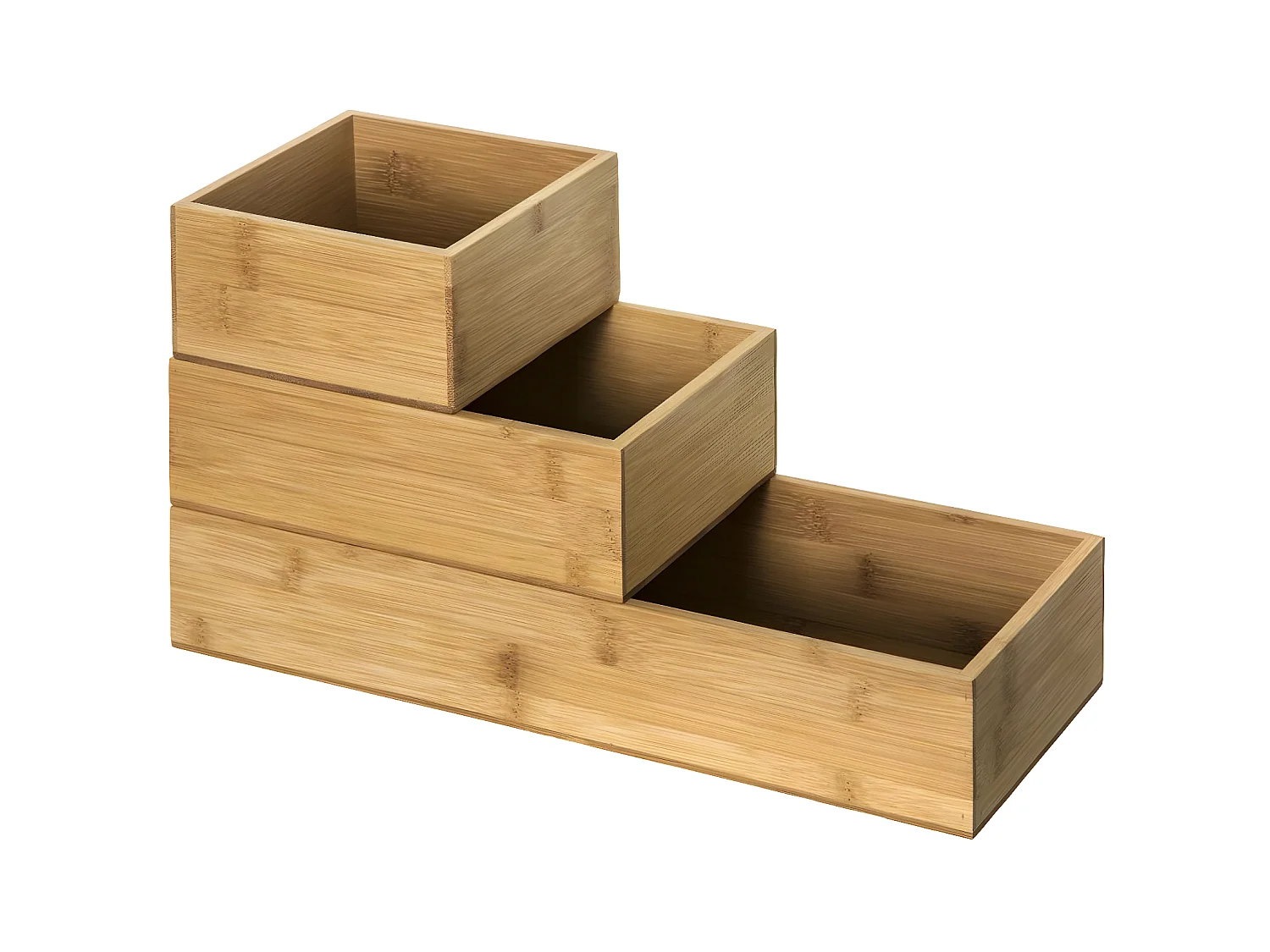Lot de 3 Organiseurs Tiroirs "Wood" 38cm Naturel
