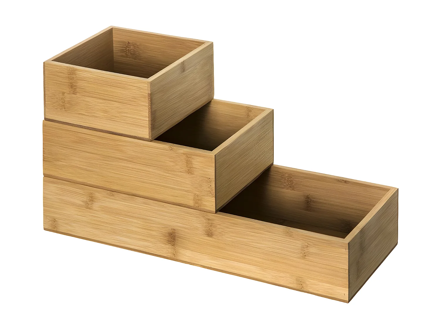 Lot de 3 Organiseurs Tiroirs "Wood" 38cm Naturel