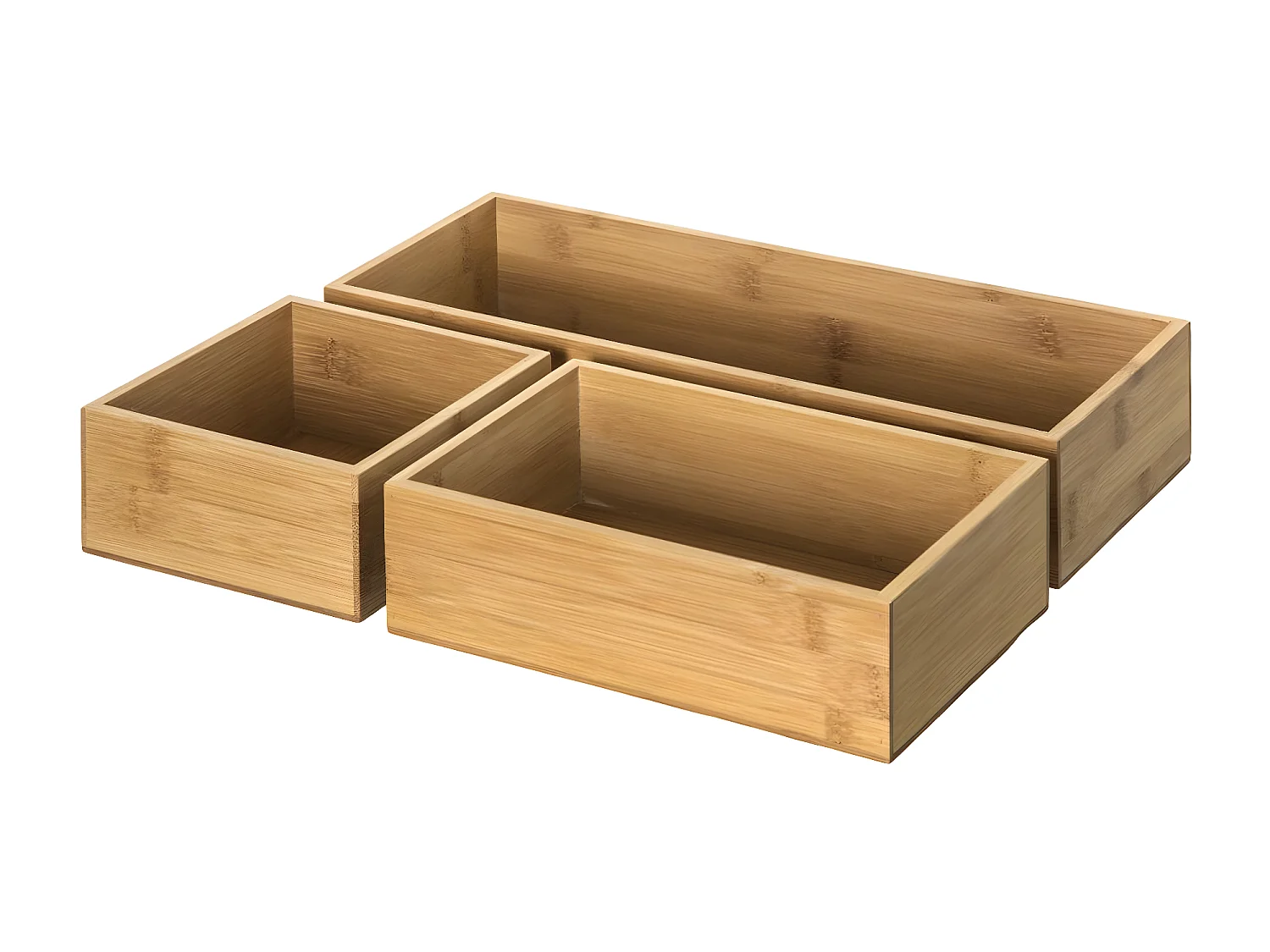 Lot de 3 Organiseurs Tiroirs "Wood" 38cm Naturel